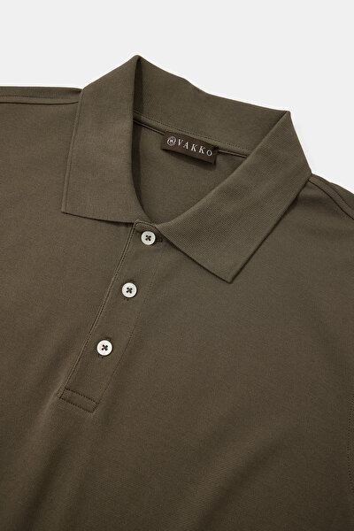 KHAKI POLO NECK SHORT SLEEVE TSHIRT 3