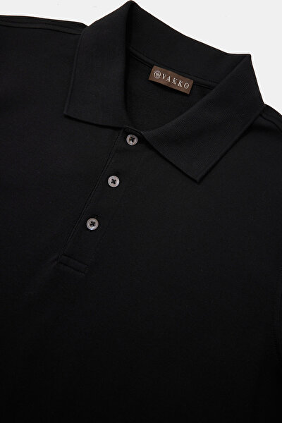 BLACK POLO NECK SHORT SLEEVE TSHIRT 3