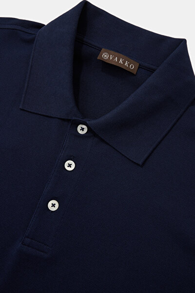 NAVY BLUE POLO NECK SHORT SLEEVE TSHIRT 3