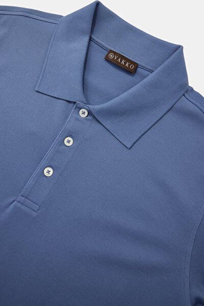 INDIGO POLO NECK SHORT SLEEVE TSHIRT 8