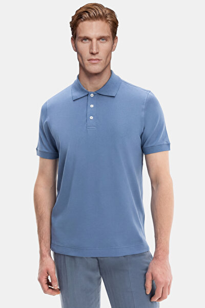 INDIGO POLO NECK SHORT SLEEVE TSHIRT 4
