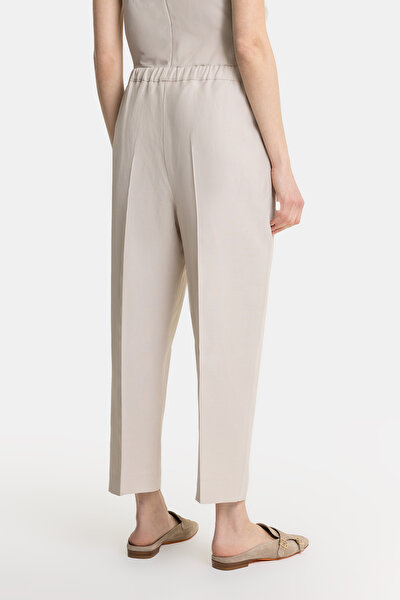 BEIGE STRAIGHT CUT TROUSERS 4
