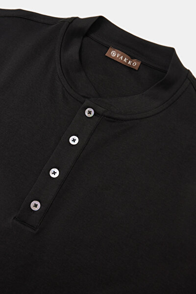 BLACK POLO NECK SHORT SLEEVE TSHIRT 3