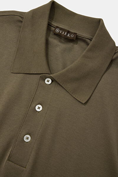 KHAKI POLO NECK SHORT SLEEVE TSHIRT 3