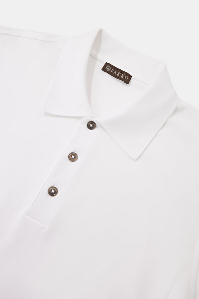 WHITE POLO NECK LONG SLEEVE TSHIRT 3