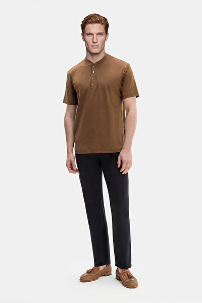 LIGHT BROWN POLO NECK SHORT SLEEVE TSHIRT 4