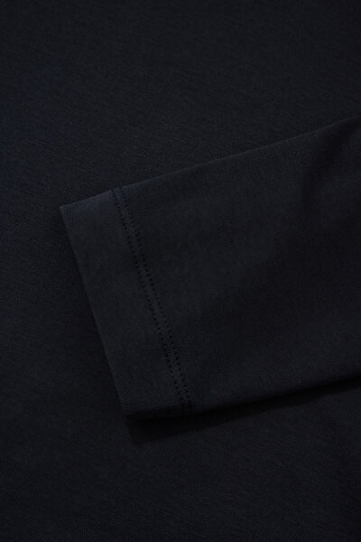 NAVY BLUE BICYCLE COLLAR LONG SLEEVE TSHIRT 4