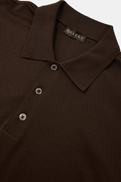 LIGHT BROWN POLO NECK LONG SLEEVE TSHIRT 3