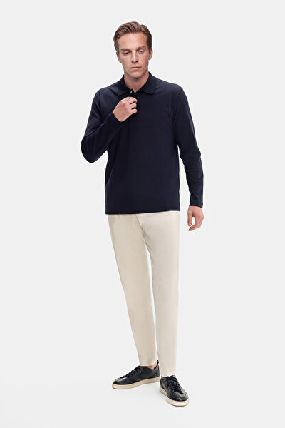 NAVY BLUE POLO NECK LONG SLEEVE TSHIRT 3