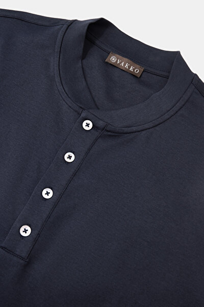 NAVY BLUE POLO NECK SHORT SLEEVE TSHIRT 3