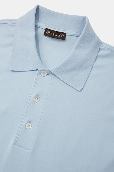 LIGHT BLUE POLO NECK SHORT SLEEVE TSHIRT 3