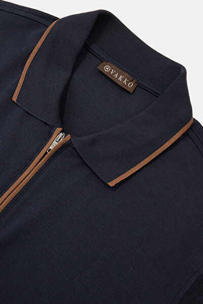 NAVY BLUE POLO NECK SHORT SLEEVE TSHIRT 3