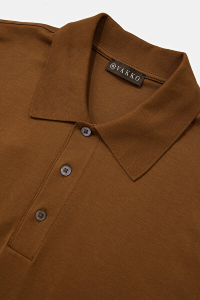 DARK BEIGE POLO NECK SHORT SLEEVE TSHIRT 3