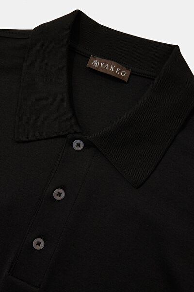 BLACK POLO NECK SHORT SLEEVE TSHIRT 3