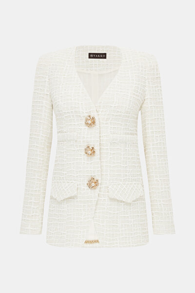 ECRU V NECK JACKET 8