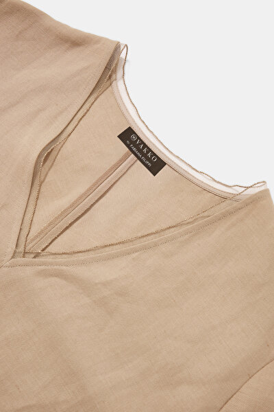 DARK BEIGE SHORT SLEEVE DRESS 8