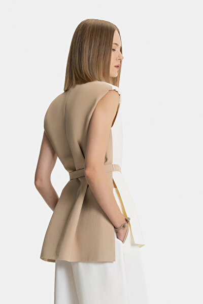 DARK BEIGE V NECK VEST 3