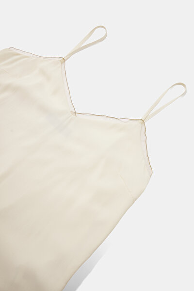 ECRU PLUNGE NECKLINE SLEEVELESS SUSPENDER BLOUSE 8