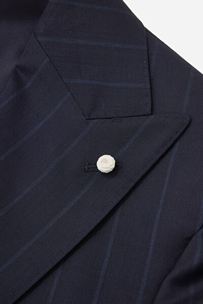 DARK NAVY BLUE SURPLICE NECKLINE (CROSS-OVER NECKLINE) WOOL/CASHMERE SUIT 8