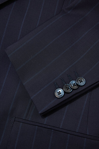 DARK NAVY BLUE SURPLICE NECKLINE (CROSS-OVER NECKLINE) WOOL/CASHMERE SUIT 9