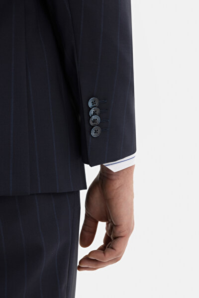 DARK NAVY BLUE SURPLICE NECKLINE (CROSS-OVER NECKLINE) WOOL/CASHMERE SUIT 3