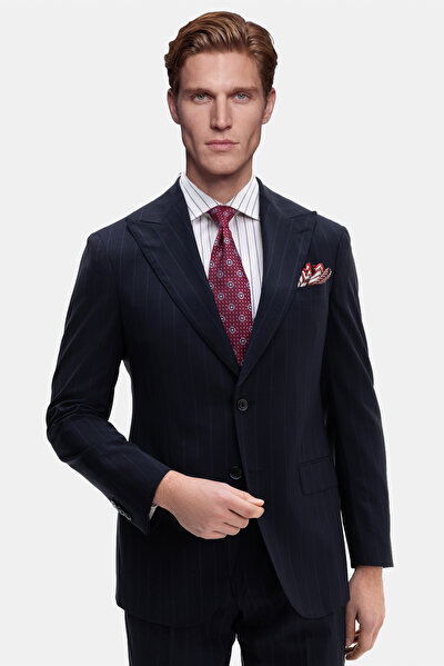DARK NAVY BLUE SURPLICE NECKLINE (CROSS-OVER NECKLINE) WOOL/CASHMERE SUIT 4