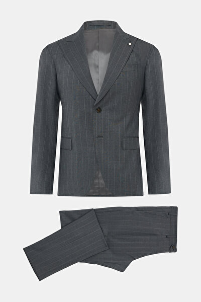 SMOKED SURPLICE NECKLINE (CROSS-OVER NECKLINE) WOOL/CASHMERE SUIT 8