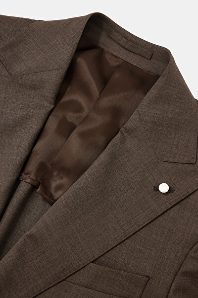 BROWN SURPLICE NECKLINE (CROSS-OVER NECKLINE) WOOL/CASHMERE SUIT 8