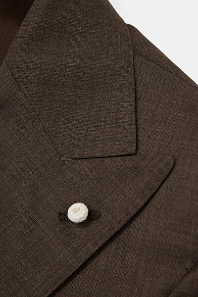 BROWN SURPLICE NECKLINE (CROSS-OVER NECKLINE) WOOL/CASHMERE SUIT 9
