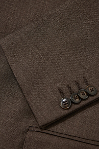 BROWN SURPLICE NECKLINE (CROSS-OVER NECKLINE) WOOL/CASHMERE SUIT 10