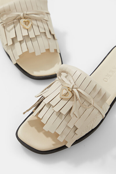 ECRU MONOGRAM LEATHER SLIPPER 4