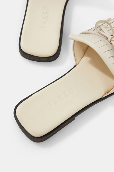 ECRU MONOGRAM LEATHER SLIPPER 5