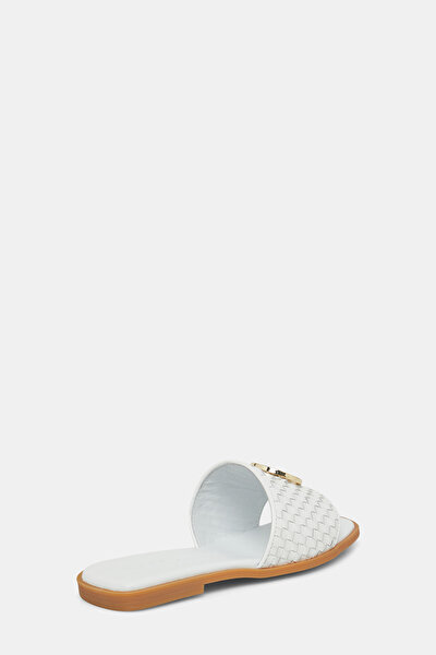 WHITE MONOGRAM LEATHER SLIPPER 3