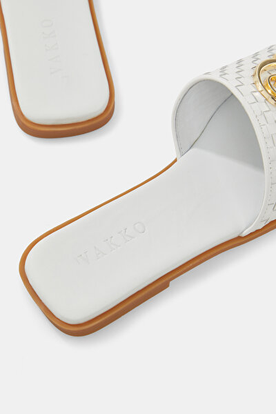 WHITE MONOGRAM LEATHER SLIPPER 5