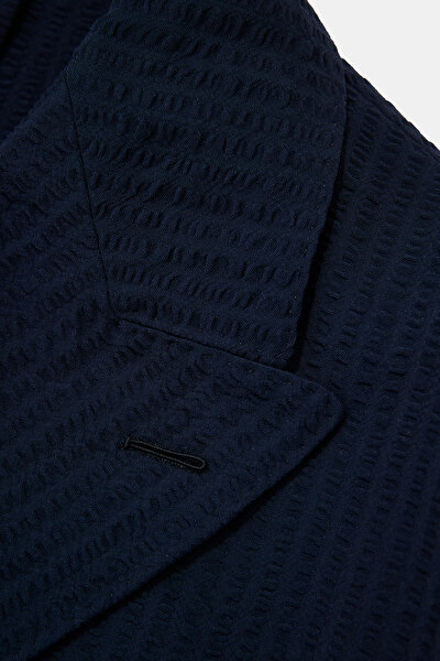 NAVY BLUE SURPLICE NECKLINE (CROSS-OVER NECKLINE) JACKET 9
