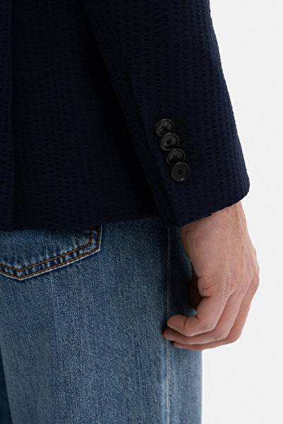 NAVY BLUE SURPLICE NECKLINE (CROSS-OVER NECKLINE) JACKET 5