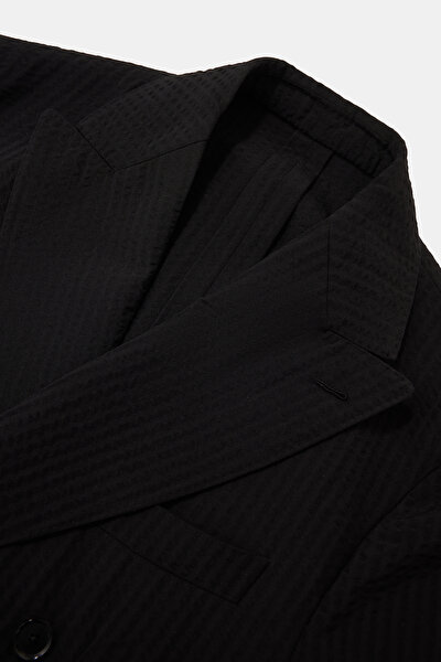 BLACK SURPLICE NECKLINE (CROSS-OVER NECKLINE) JACKET 9