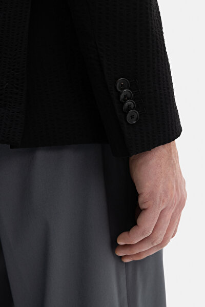 BLACK SURPLICE NECKLINE (CROSS-OVER NECKLINE) JACKET 4