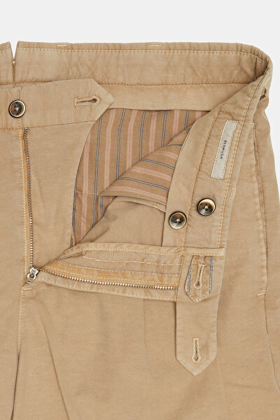 BEIGE COTTON/LINEN BERMUDA 5