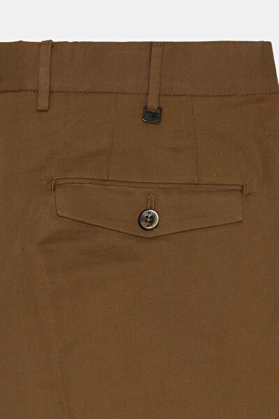 DARK BEIGE COTTON/LINEN BERMUDA 3