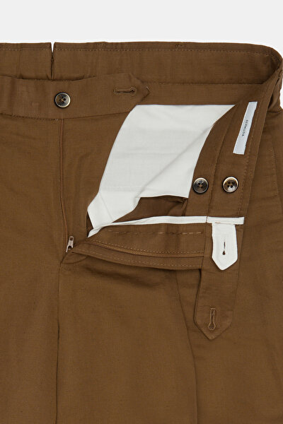 DARK BEIGE COTTON/LINEN BERMUDA 5