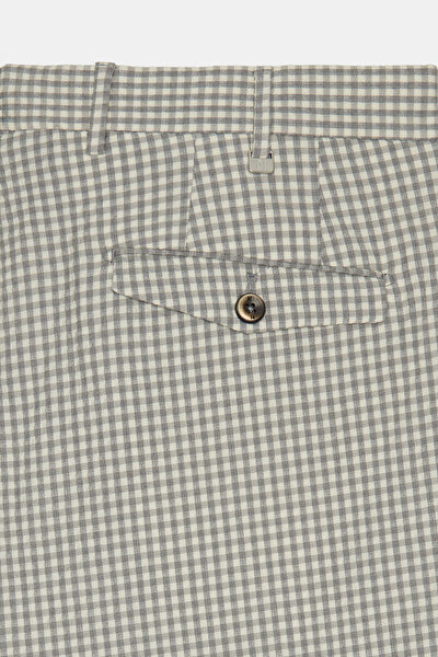 ECRU SMALL BOXES DESIGN COTTON ELASTANE BERMUDA 3
