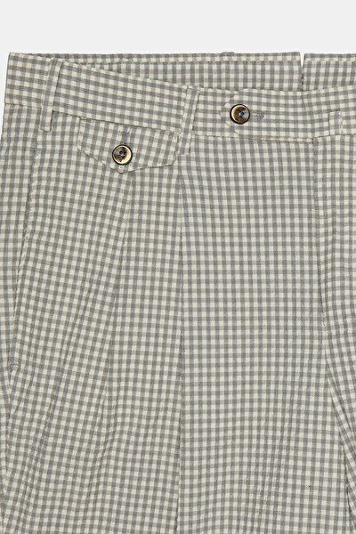 ECRU SMALL BOXES DESIGN COTTON ELASTANE BERMUDA 4