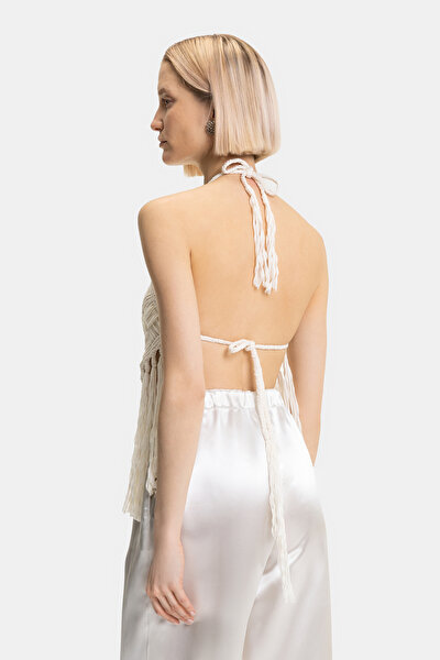 ECRU HALTER SLEEVELESS BLOUSE 3