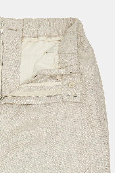 LIGHT BEIGE HERRINGBONE TROUSERS 10