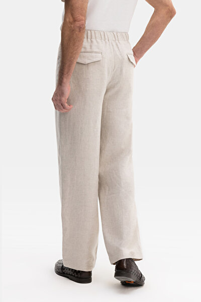 LIGHT BEIGE HERRINGBONE TROUSERS 3