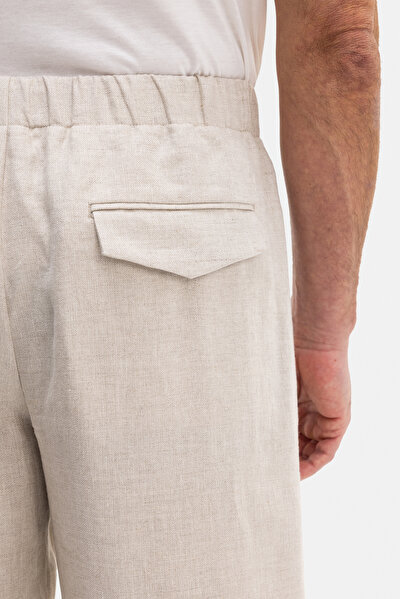 LIGHT BEIGE HERRINGBONE TROUSERS 5