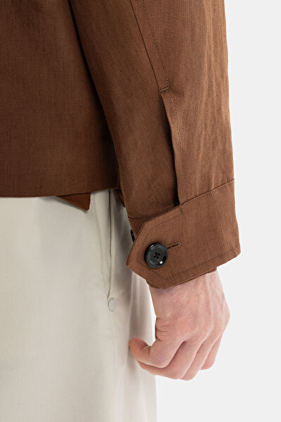 BRICK LINEN COTTON COAT 5