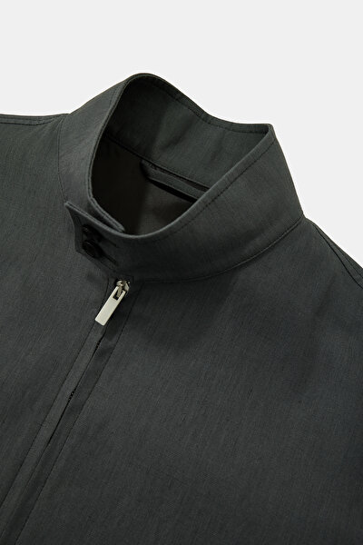 DARK GREY LINEN COTTON COAT 10