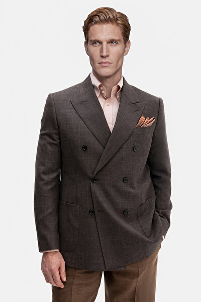 BROWN SURPLICE NECKLINE (CROSS-OVER NECKLINE) JACKET 4